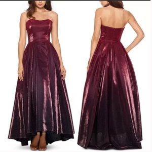 Betsy Adam Sweetheart Stapless High Low Shimmer Gown Dress Size 4